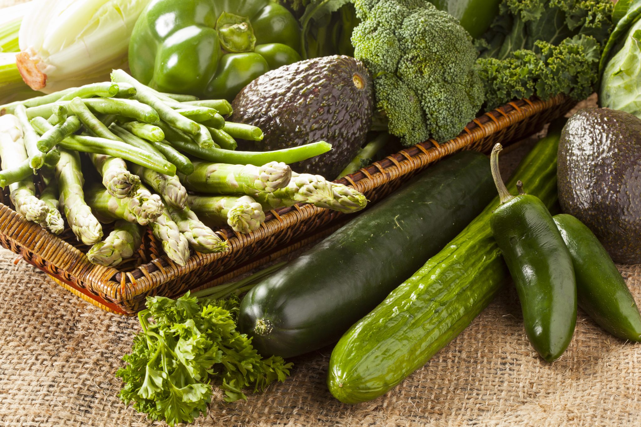 Group of Fresh Organic Assorted Green Vegetables